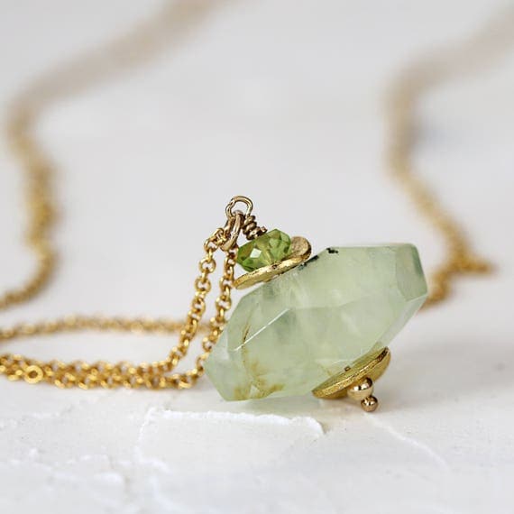 Prehnite Necklace - Natural Gemstone Pendant