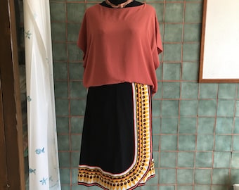 Vintage silk black skirt 60s