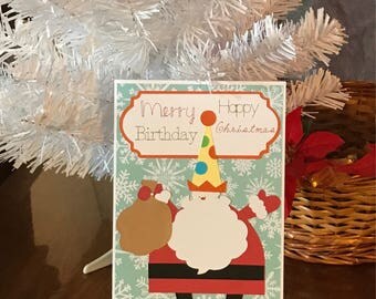 Christmas Birthday Card / Funny Birthday Card December Birthday Christmas Theme Santa Birthday Card Handmade