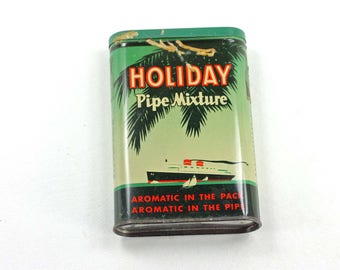 Vintage Holiday Tobacco Tin Pocket Sized Empty