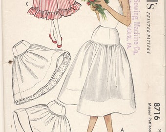 Vintage 1951 McCall's Pattern 8716 Petticoats Waist 26