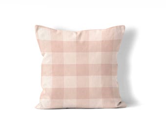 blush pillow cover, buffalo check pillow cover,farmhouse pillow cover,large plaid pillow, neutral decor, fixer upper style girl bedroom