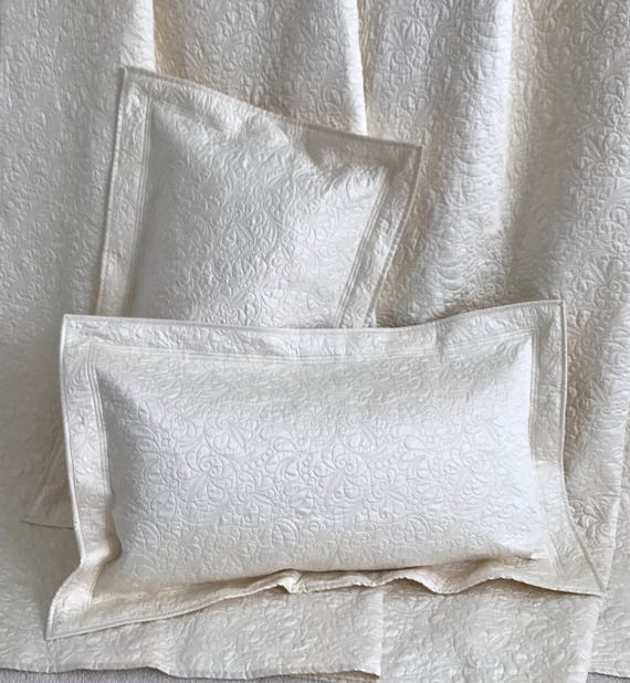 Quilted Pillow Sham King Size Ivory Pillow Sham Heirloom