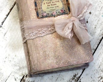 Fairytale wedding guest book, Blush pink, photo album, shabby chic wedding Photo booth album - 8.5x6 inch Made To Order