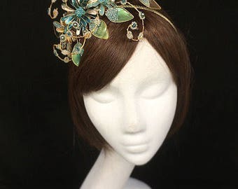 Peacock fascinator, bespoke hat, teal fascinator, Green fascinator, mother of the bride, peacock headdress