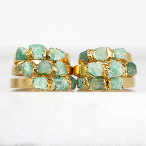 raw emerald ring may birthstone ring genuine emerald