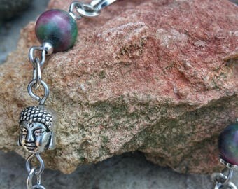 Bracelet antique silver, tourmaline, stone of release