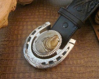 Vintage Owyhee Jasper Silver Tone Belt Buckle