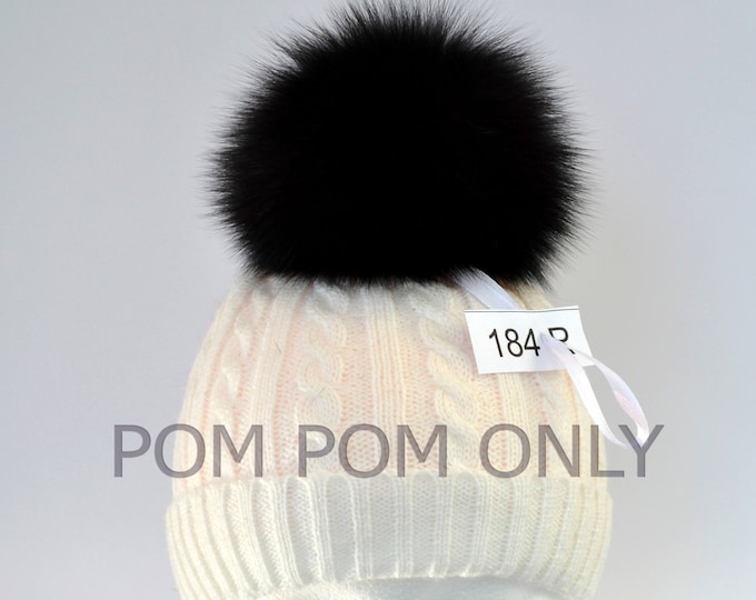 6" HIGHEST QUALITY FOX Pom Pom! Fox Fur Pom Pom Black Pompom Fox Pom Pom Hat Child Cap Super Soft Shiny Pom Pom Beanie Pom Women Fur Ball