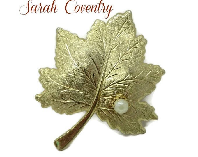 Sarah Coventry Gold Tone Leaf Brooch - Vintage Large Leaf Pin