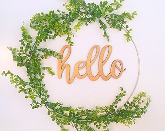 BEST SELLING, Modern wreath, spring wreath, hoop wreath, summer wreath, hello wreath, wreath for summer, door wreath, front door wreath