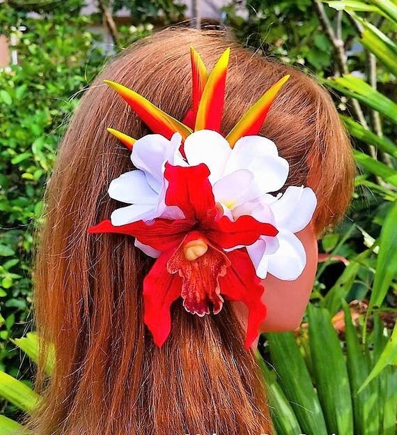 TROPICAL HAIR Flowers Wedding headpiece hair clip Silk