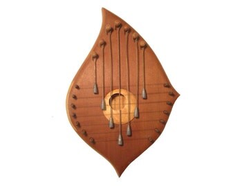 Wooden Door Harp Sculpted Wood Musical Door Chime by Two Sisters Hand Crafted Rustic Folk Art Instrument Door Decor Housewarming Gift