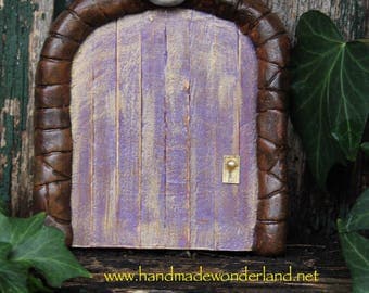 Purple and Golden -Handmade Faerie Door with Moon - Portal magik meditation tool visionary faerie Miniature Fantasy Fairy Door fairy garden