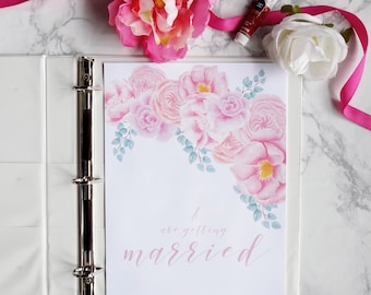Wedding Planner Printable, Digital Wedding Organizer with floral design