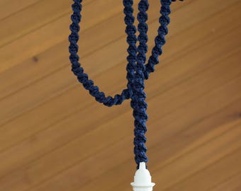 Pendant light Hanging light cord Blue macrame home decor hanging lighting Nautical decor Rope light fixture Hanging lighting Modern macrame