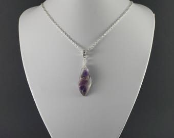 Amethyst necklace Gemstone necklace Long necklace Resin jewelry Natural stone necklace Delicate necklace Amethyst jewelry Purple necklace