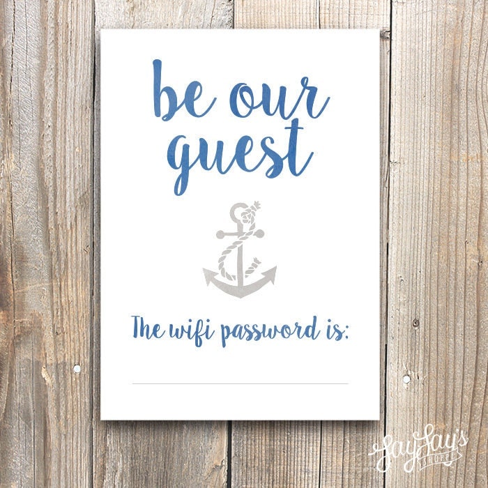 PRINTABLE Wifi Password Sign Nautical Guest Room Beach Wifi