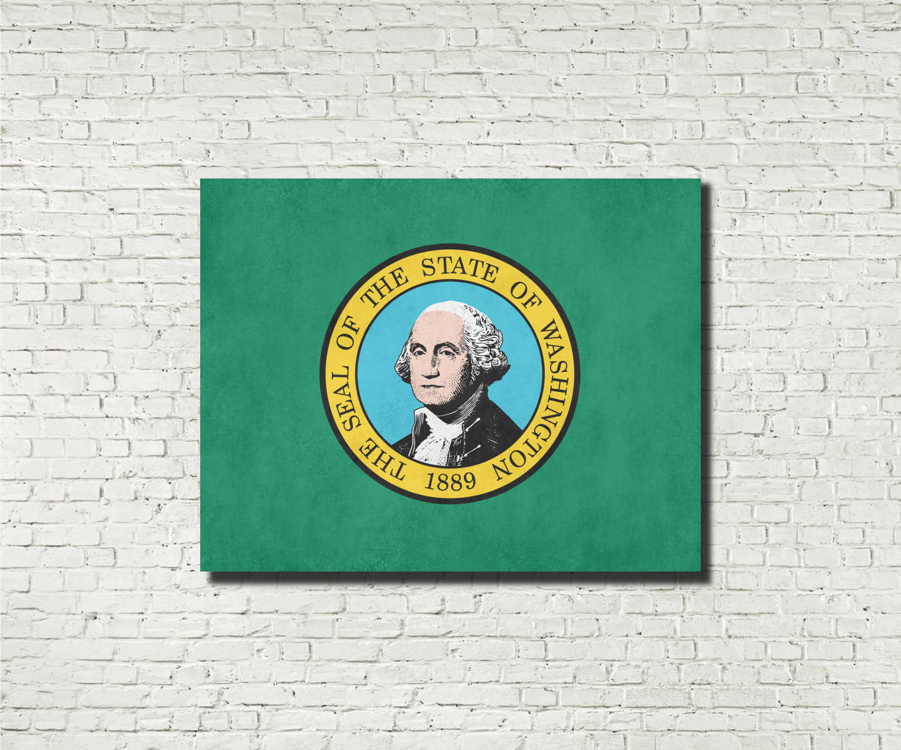 Washington State Flag Print Wall Art Aged or Original Home