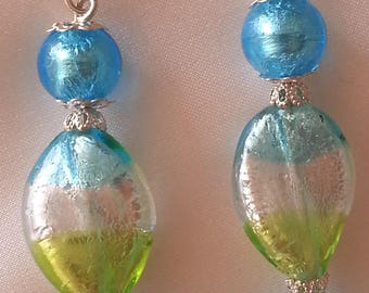 Silver foil Murano glass - earrings-
