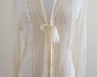 TALULA BABATON Silk Ruffle & Lace Blouse