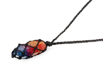 Aura quartz necklace, hybrid aura quartz, rose aura quartz necklace, tanzine aura quartz necklace, raw crystal necklace, healing necklace