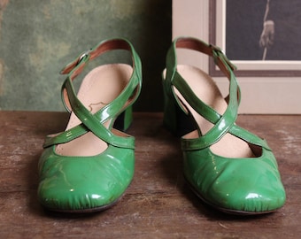 Green Patent leather Shoes 60 's