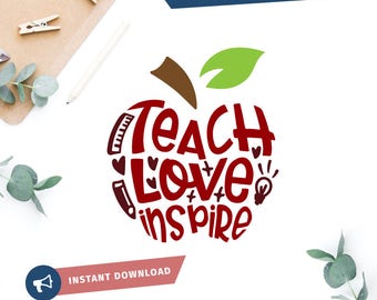 Free Free 258 Teach Love Inspire Apple Svg SVG PNG EPS DXF File