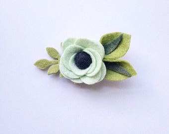 Mint Chocolate Chip Felt Flower Hair Clip or Headband | Mint Felt Flower