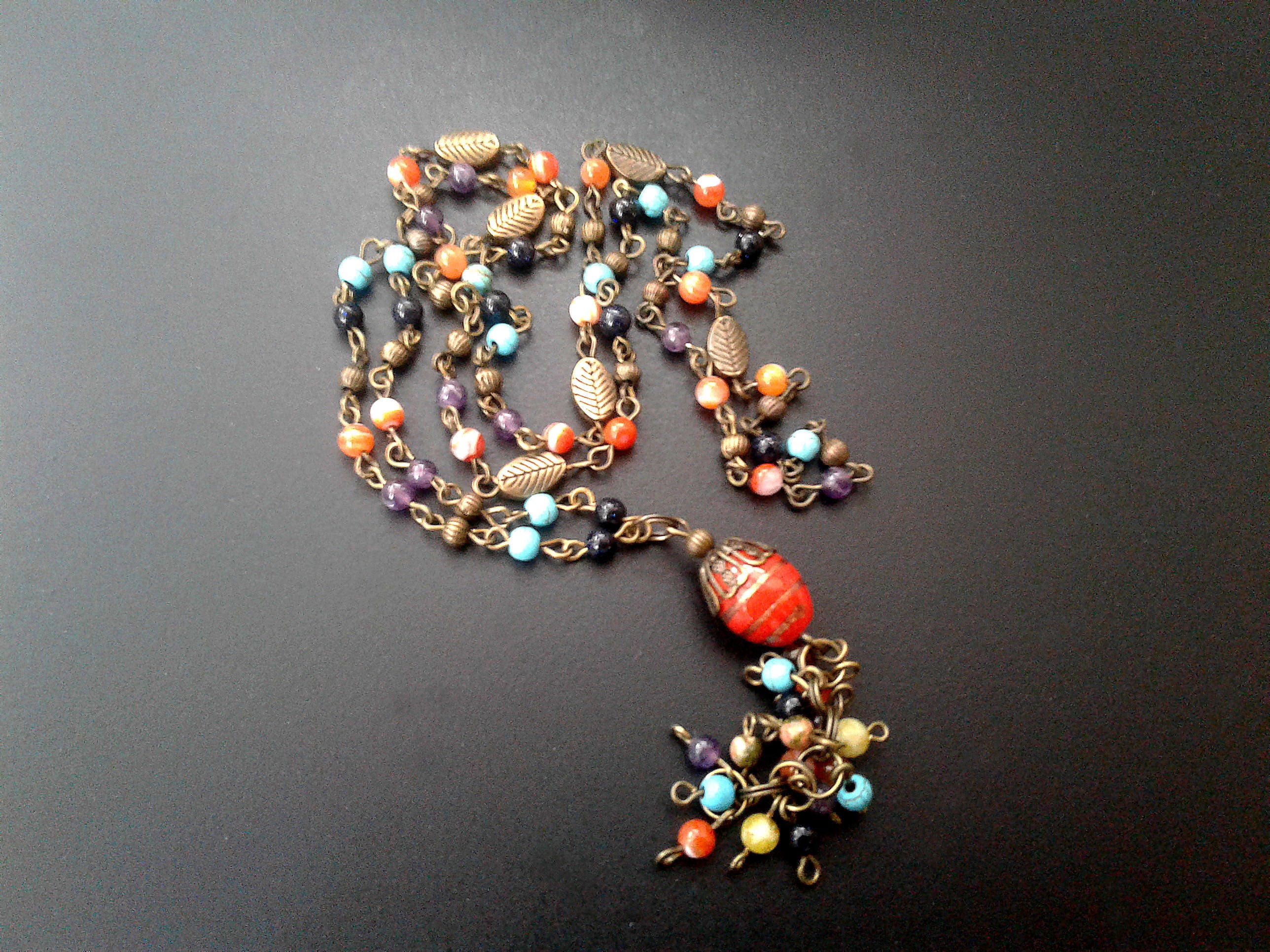 Mixed gemstone necklace Colourful necklace Combined necklace