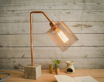 10% OFF Industrial concrete copper table lamp, Industrial lamp, Table lamps, Copper lamp, Edison lamp, Concrete light, Table lamp, Model "La