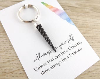 Sterling silver unicorn horn charm key ring~unicorn key ring~silver charm key ring~unicorn charm ~ unicorn charm~silver unicorn key chain