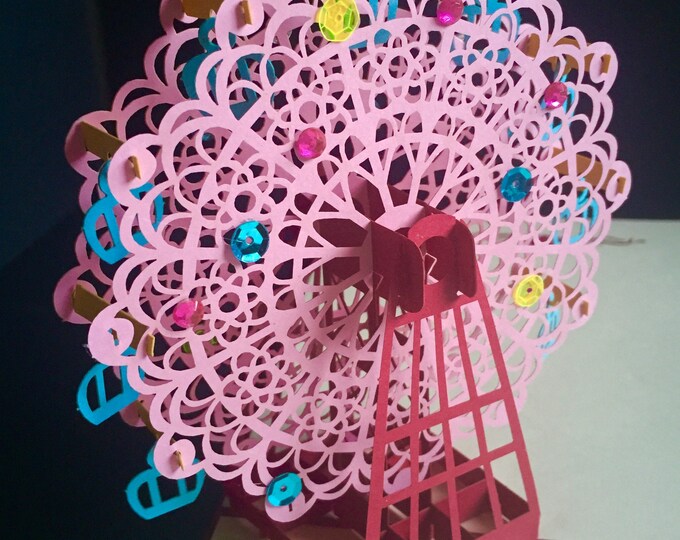 Mothers Day/Happy Birthday/Valentines/Get Well Soon/Bestfriend/Thinking Of You/All The Best 3D Pop Up Ferris Wheel Handmade Card