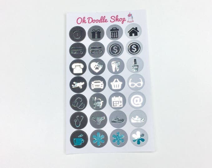 Foil Planner Sticker Icons. Neutral Life Planner colors | for use with Erin Condren, Happy Planner Filofax, or any Planner