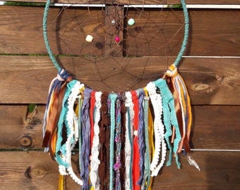 Attrape rêves ethnique, indien, plumes, dentelle, dreamcatcher
