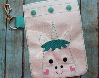 Digital Download Unicorn Vinyl Snap Pouch Embroidery Machine Design for the 5x7 hoop