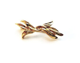 Vintage Monet Gold Twisted Leaf Bow Pin, Brooch
