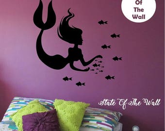 Mermaid Wall Decal fishes Sticker Art Decor Bedroom Design Mural interior design kids room ocean sea beach home decor