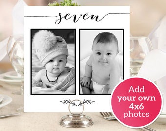 1-20 Personalized Photo Table Numbers Printable Numbers, Photo Table Number Cards Templates, Wedding Photo Cards Printable Templates