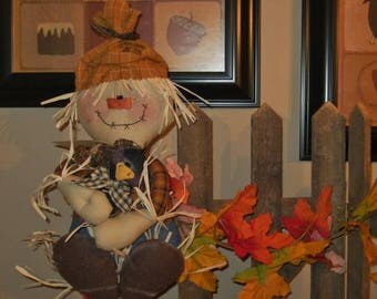Scarecrow Door Greeter, Scarecrow Doll, Scarecrow And Crow, Fall Decor, Autumn Decoration, Shelf Sitter, Crow Patrol, FAAP~HAFAIR