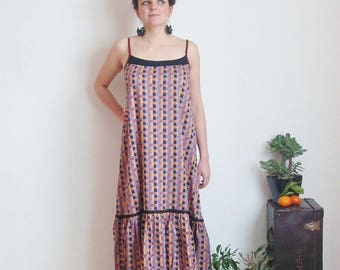 Dress long "travel Bohemian" vintage fabric
