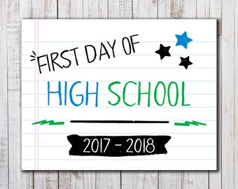 Printable First Day of School Sign, Back to School Printable, Boys or Girls Photo Prop, High School Sign, Back to School Photo Prop, Cool