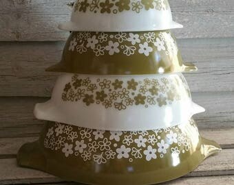 Vintage Pyrex Spring Blossom Cinderella Bowl Set, Pyrex Nesting Mixing Bowls