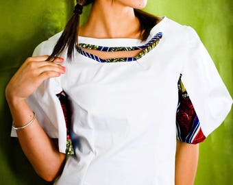 short white dress and ethnic "sevalie seam"