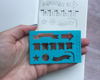 Banners Stencil | Flag Stencil | Bullet Journal Accessories | Planner Stencil