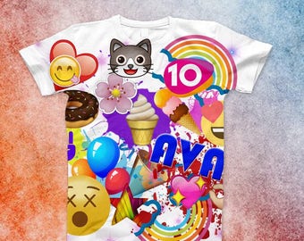 Personalized Emoji Birthday Shirt, Emoji Shirt, emoji name shirt, rainbow emojis
