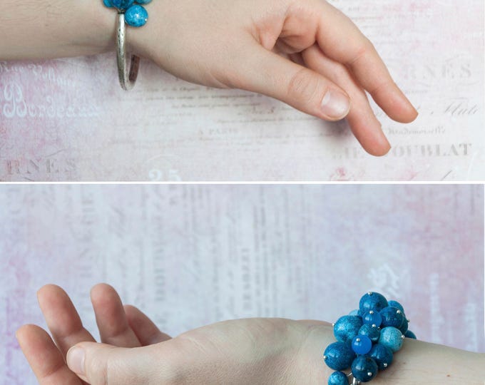 Bright blue bracelet, Something blue bracelet, Blue bridal jewelry, Boho blue bracelet, Celestial wedding, Celestial jewelry
