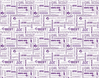 Riley Blake Designs White Girl Scout Text 100% Cotton