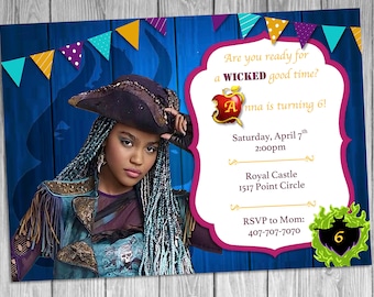 Uma Descendants 2 Birthday Invitation