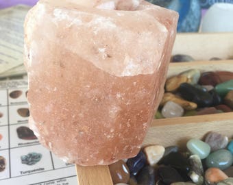 Himalayan sea salt candle holder, salt lamp, himalayan salt, candle holders, handmade candle holders, candles,